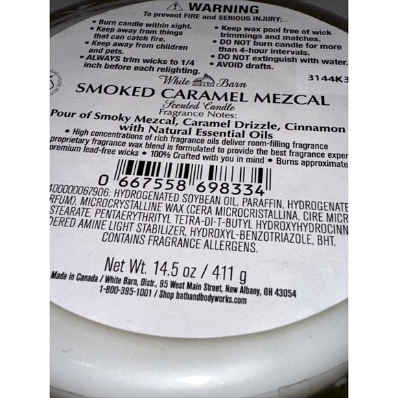 1 Bath & Body Works/ White Barn Smoked Caramel Mezcal 3-Wick Candle 14.5oz NEW - Picture 14 of 14